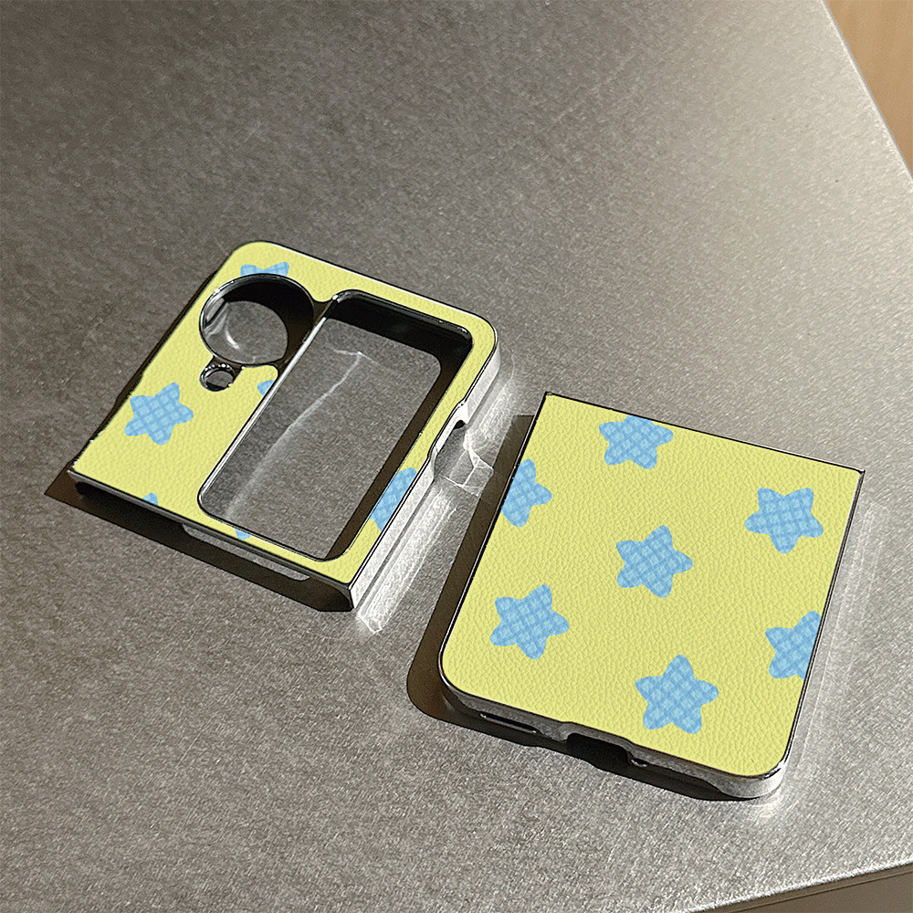 韩风格纹星星适用oppofindN3flip手机壳N2折叠屏华为pocket2女vivoxflip皮纹三星zflip荣耀vflip小米mixflip2 - 图0
