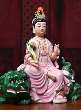 快速发货陶瓷10/12/14吋文殊B普贤菩萨像供奉小摆件德化白瓷佛像