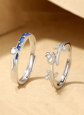 小王子与玫瑰花情侣对戒一对男女