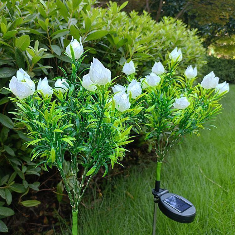 定制太阳能栀子花仿真花灯庭院花园装饰草坪灯笼草户外防水氛 - 图1