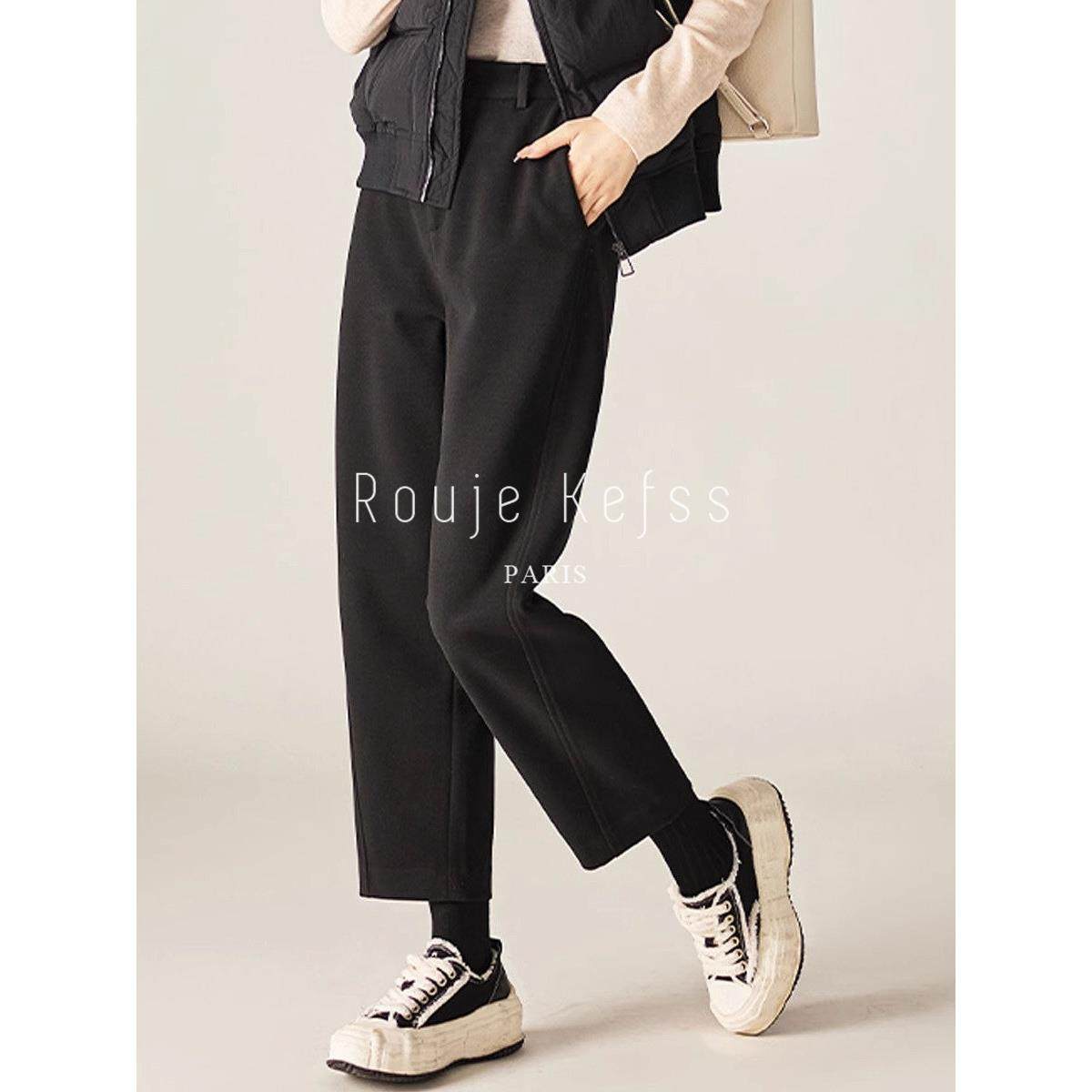 Rouje kefss法式加厚高腰镰刀裤女冬季宽松哈伦显瘦女裤休闲裤子,淘宝优惠券,粉丝福利购,淘宝优惠卷