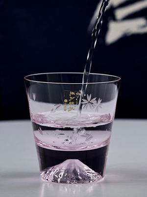 【品牌官旗】日本田岛硝子江户硝子富士山杯酒杯切子樱花限定礼物