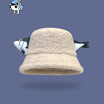 Fisherman hat children Winter new personality to blame salted lamb wool warm Han version 100 hitch a cute basin hat man