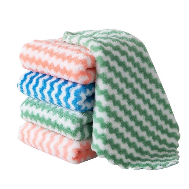 Coral velvet rag absorbs water, thickens and enlarges the cleaning towel, does not shed lint and is easy to clean the home kitchen