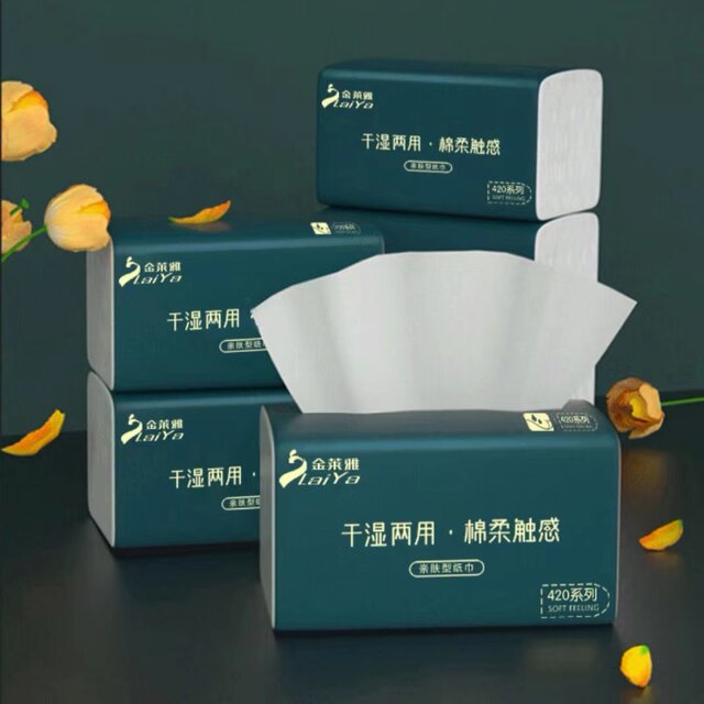 Jinlaiya dark green 300 sheets 4-layer log paper whole box tissue toilet paper napkin outdoor camping