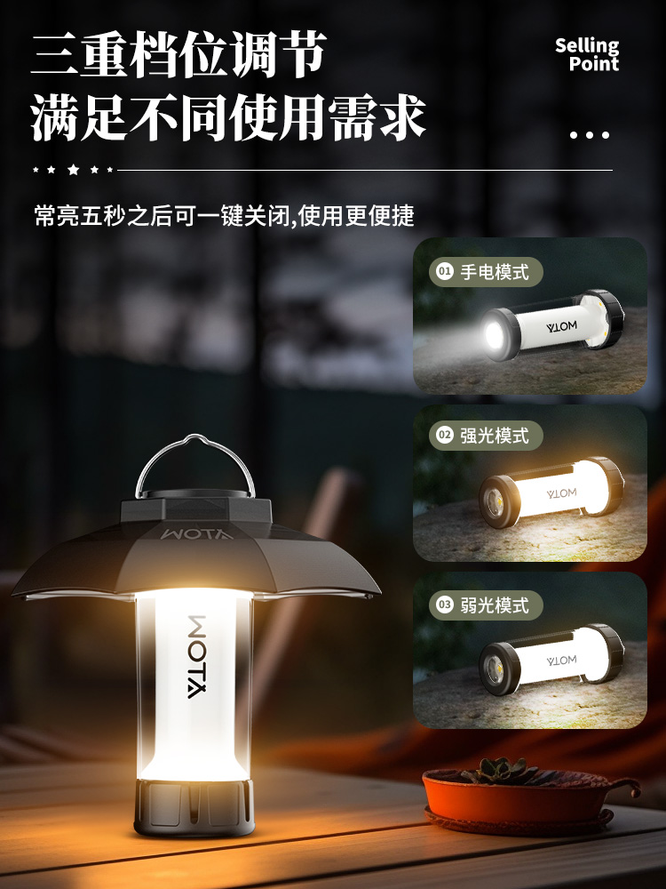 WOTA沃它户外露营灯超长续航充电led灯氛围灯徒步马灯帐篷野营灯 - 图1