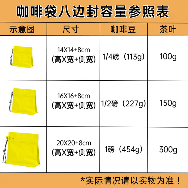 挂绳咖啡豆包装袋拉链茶叶袋铝箔八边封烘焙袋茶叶袋气阀手拎袋子-图3