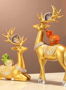 生财有鹿摆件新中式摆件