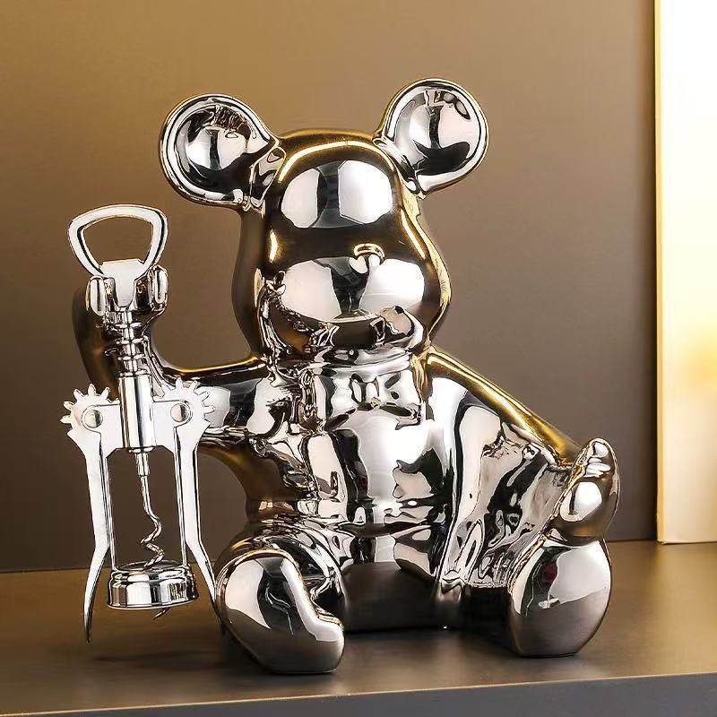 轻奢高档暴力熊红酒架客厅电视柜酒柜餐边柜家居装饰品摆件乔迁礼,淘宝优惠券,粉丝福利购,淘宝优惠卷