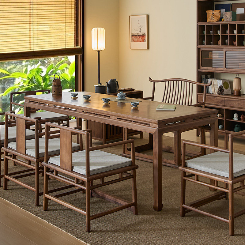 实木茶桌北美黑胡桃木新中式茶台椅明式组合宋代美学中古风禅意,淘宝优惠券,粉丝福利购,淘宝优惠卷