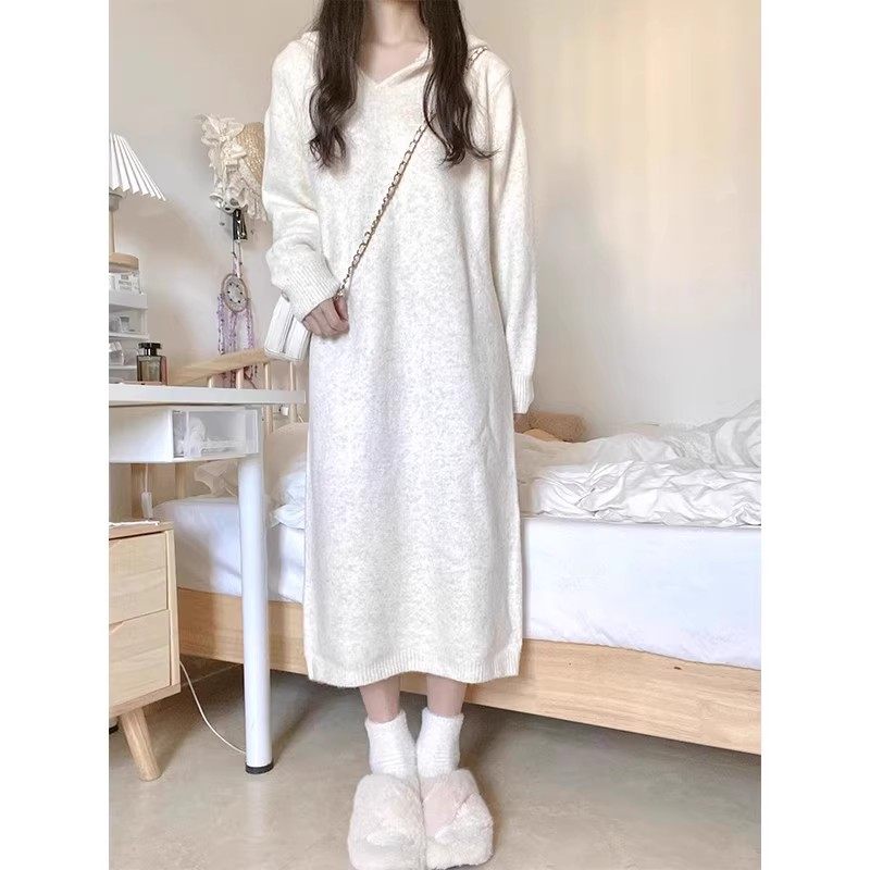 针织连衣裙女秋冬季2024新款裙子高级感内搭独特超好看气质赫本风,淘宝优惠券,粉丝福利购,淘宝优惠卷