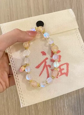 杭州正品流通处手串天然水晶玛瑙黑曜石绿檀木海蓝宝猫眼手链女