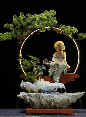 假山招财流水生财摆件客r厅桌面循环水喷泉办公室创意乔迁开业礼