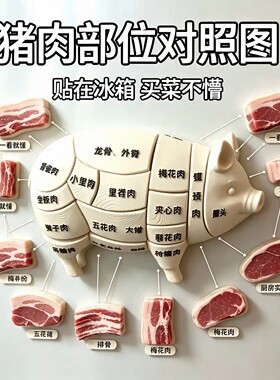 3D磁吸猪肉分割部位图冰箱贴
