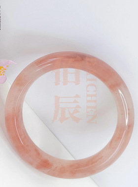 天然新疆金丝玉粉色圆条佘太翠桃花酿手镯金丝玉玉石镯子
