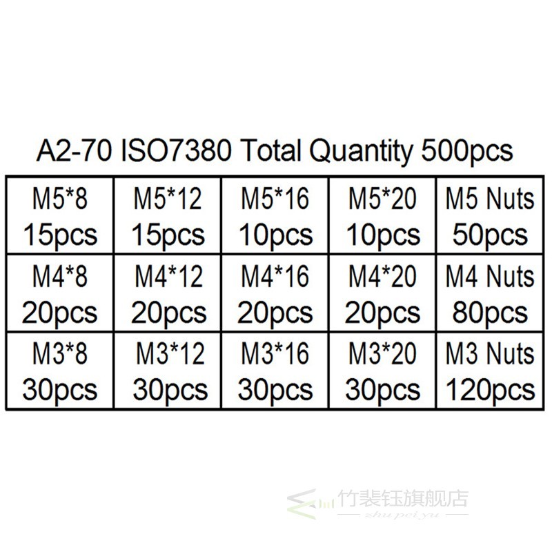 500pcs M3 M4 M5 ISO7380 304 Stainless Steel A2-70 Hex Socket - 图0