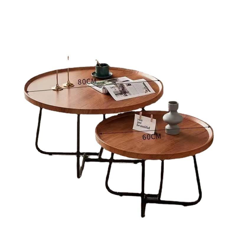 简约小茶几办公室几何创意茶桌铁艺木质网红小茶几客厅装饰小圆桌-图3