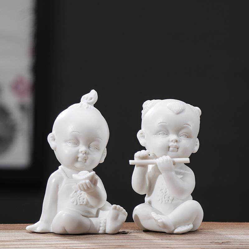 创意手工陶瓷人物早生贵子宝宝金童玉女婚庆礼品善财童子家居摆件