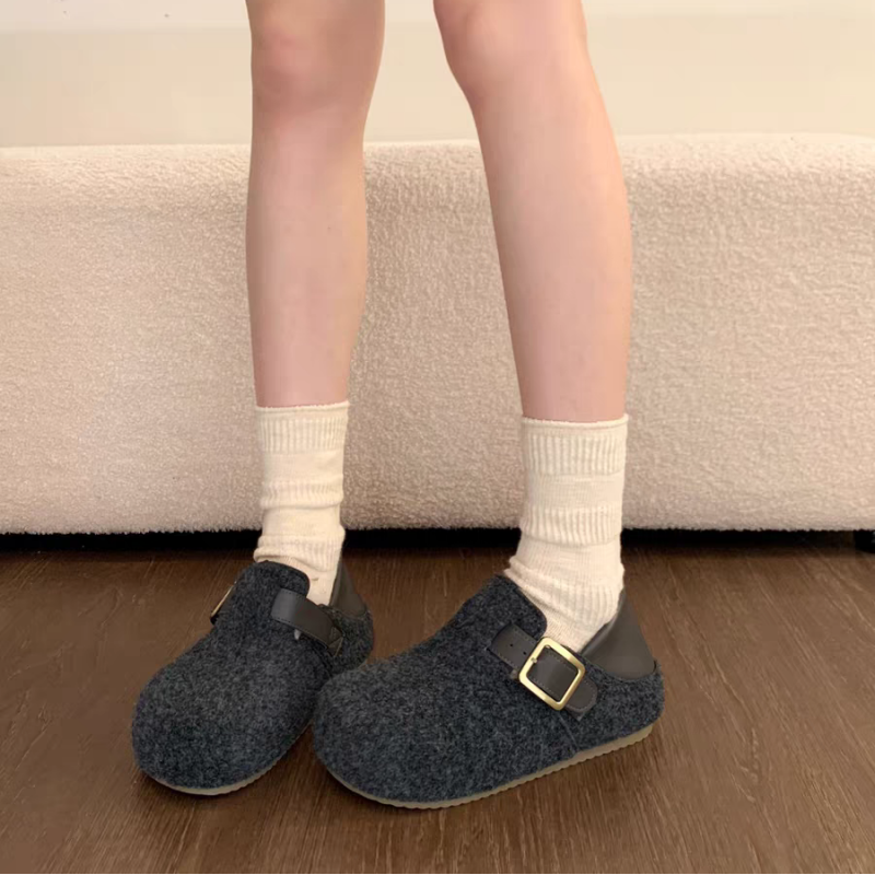 内增高毛呢加绒勃肯鞋女2025冬季新款复古一脚蹬保暖雪地靴棉鞋34,淘宝优惠券,粉丝福利购,淘宝优惠卷