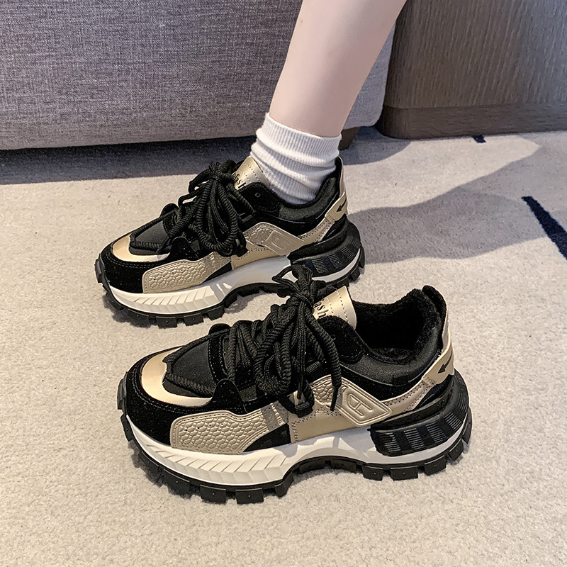 厚底增高老爹鞋女轻便软底2025新款春季炸街红色运动跑步鞋子34码,淘宝优惠券,粉丝福利购,淘宝优惠卷