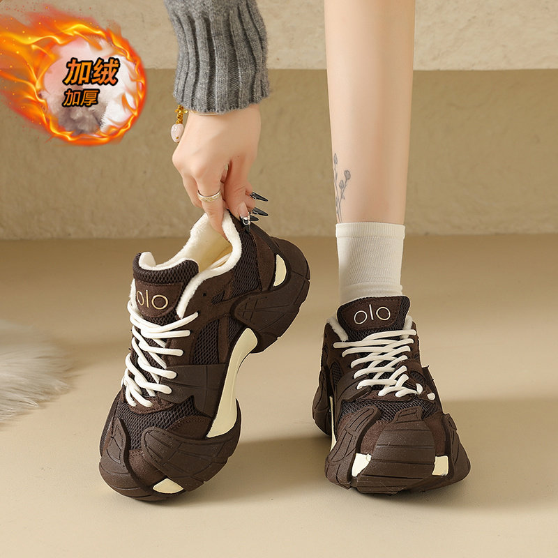 爆款八爪鱼厚底老爹鞋女2025新款冬季加绒保暖二棉休闲运动鞋34码,淘宝优惠券,粉丝福利购,淘宝优惠卷