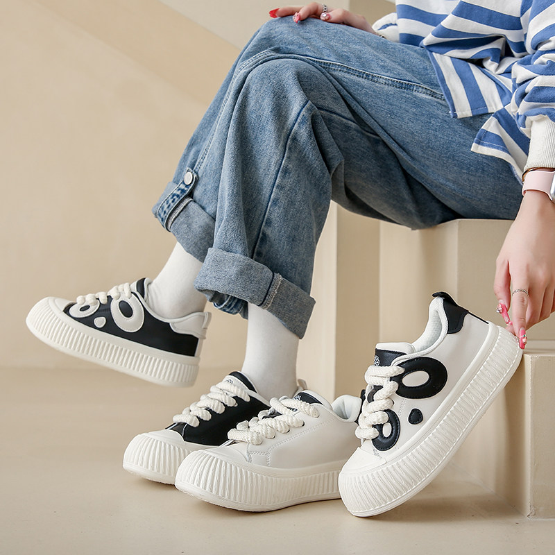313233小码女鞋秋爆款丑萌饼干面包鞋34码熊猫鞋奶呼呼大头小白鞋,淘宝优惠券,粉丝福利购,淘宝优惠卷