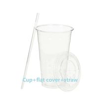 16 Oz Disposable Clear Plastic to Go Cups with Lidds and Stra
