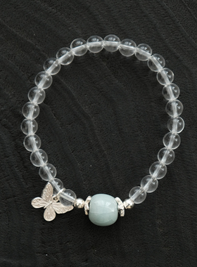 【庄生晓梦】汝瓷白水晶手串手持女小众设计气质戒指原创中国风