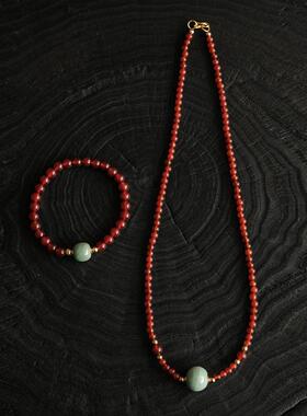 高定知瓷红玛瑙转运珠手链