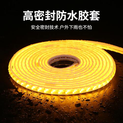 超亮led灯带户外防水外墙专用金黄光室外工程亮化照明220v软灯条 - 图2