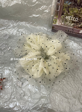 Coconut 洋气博主～高品质双层网纱波点丸子头大肠发圈温柔感头花