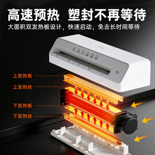 得力塑封机全自动过塑机GQ405家用小型办公塑封膜相纸照片过胶机幼儿园冷裱自封过膜机A4A3自动塑封 - 图1
