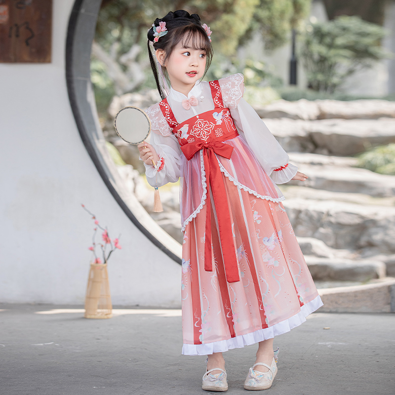 儿童古装汉服唐装表演服2023夏天国学服超仙裙子演出服中国风服饰