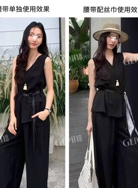 黑色丝巾腰带配饰女波西米亚风装饰配连衣裙子今年新款高级感皮带