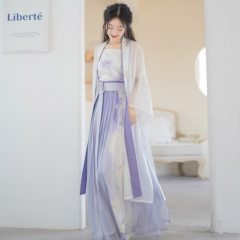 墨子研宋制汉服女长干寺半袖对襟长褙子百褶裙吊带夏季女,淘宝优惠券,粉丝福利购,淘宝优惠卷