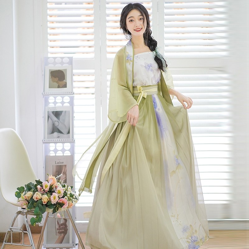 墨子研宋制汉服女长干寺半袖对襟长褙子百褶裙吊带夏季女,淘宝优惠券,粉丝福利购,淘宝优惠卷