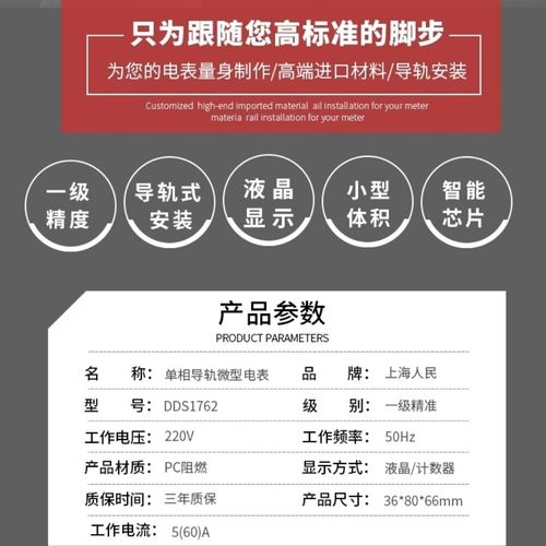 上海人民家用电表单相220V电度表出租房导轨式空调智能数显电能表