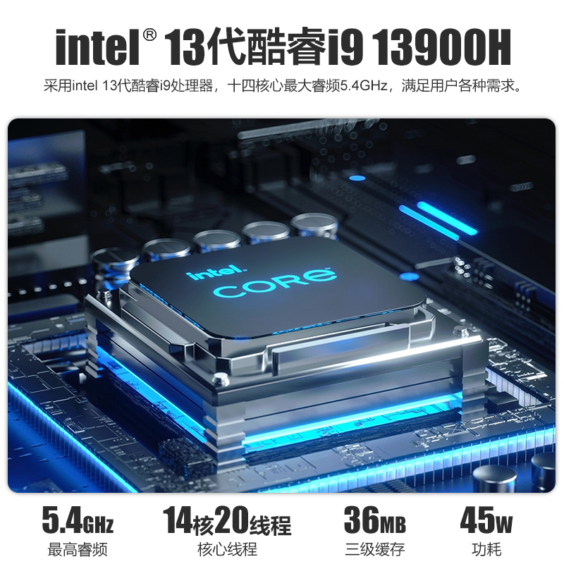 TOPC酷睿i9 13900H迷你电脑主机微小型14核12900H/i7 12700H/1360P/i5游戏办公HTPC电竞设计剪辑miniPC台式机-图1