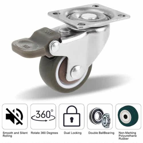 4pc Furniture Casters Soft Rubber Swivel Caster Quite Roller - 图2