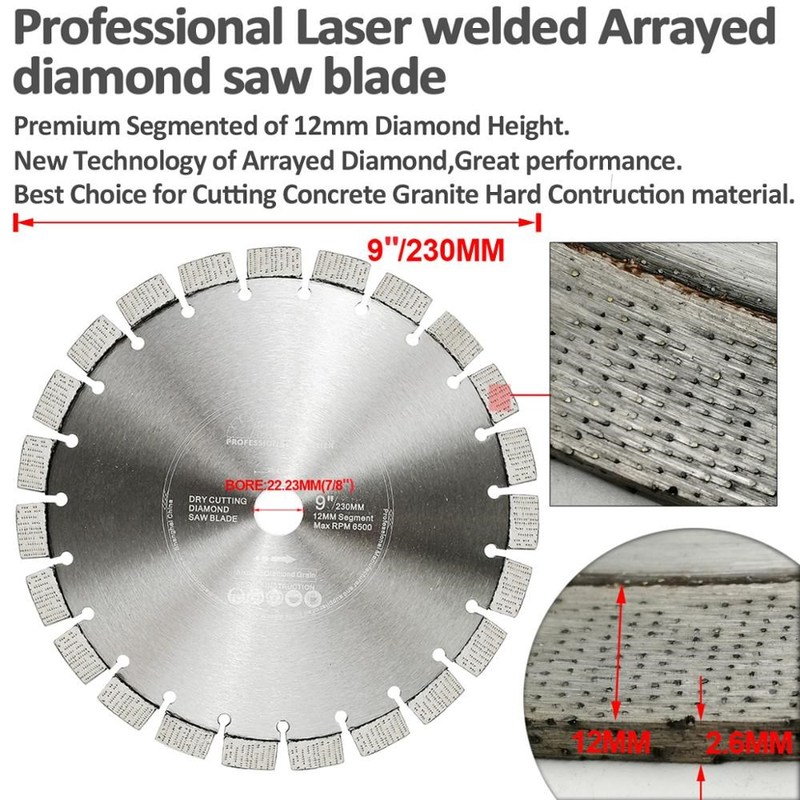 SHDIATOOL 2pcs Dia 9inch/230mm Laser Welded Arrayed Diamond - 图1