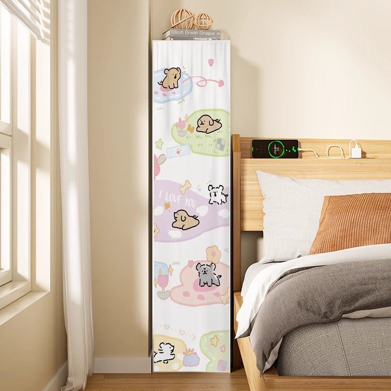 窄柜子杂物遮挡帘无门书架置物架储物柜防尘帘子自粘式魔术贴布帘,淘宝优惠券,粉丝福利购,淘宝优惠卷