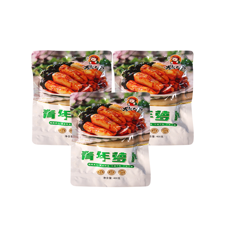 韩式青年萝卜泡菜酸辣小萝卜地窖咸菜大全新鲜食品400g拌饭下饭菜-图3