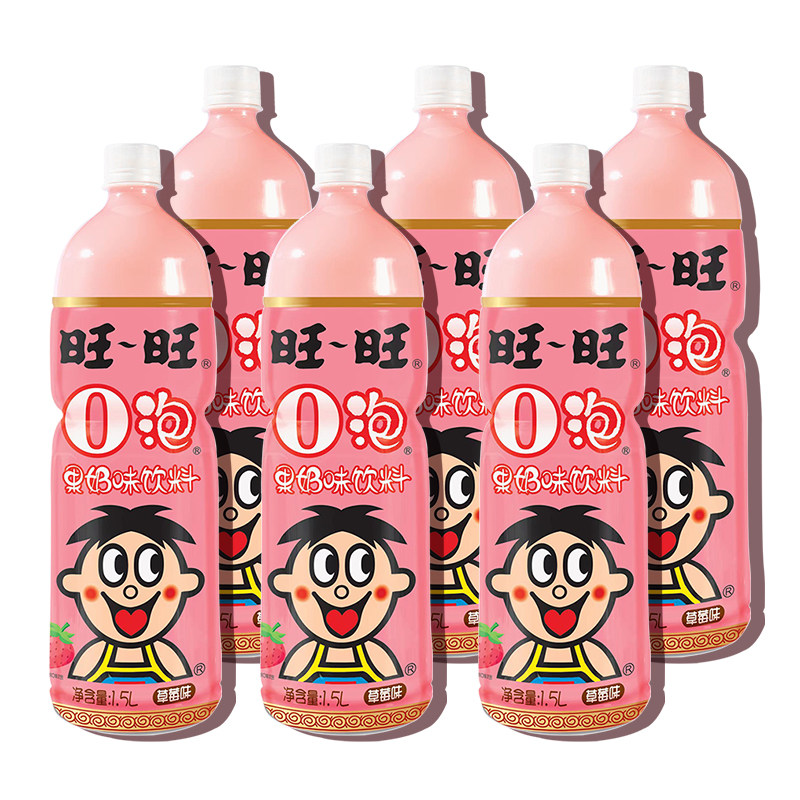 旺旺O泡果奶原味草莓味多种维生素0脂肪含乳饮料旺仔大瓶装1.5L - 图1