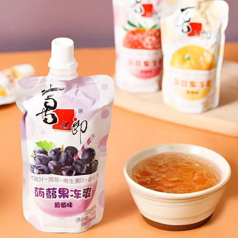 喜之郎蒟蒻果冻爽75g袋装水果果汁可吸吸果肉果冻休闲零食大礼包