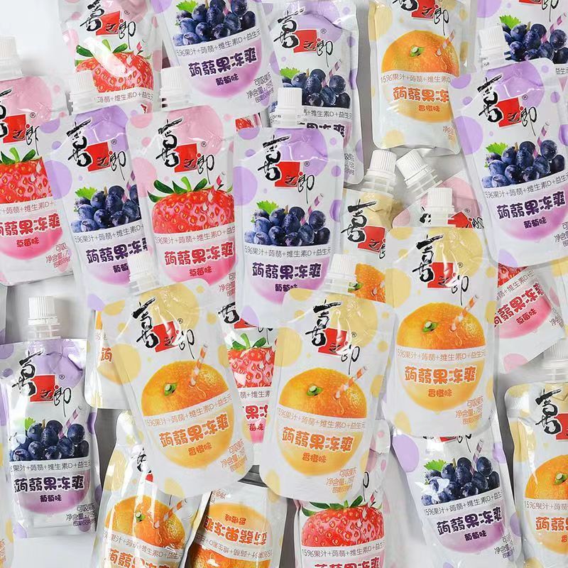 喜之郎蒟蒻果冻爽75g袋装水果果汁可吸吸果肉果冻休闲零食大礼包