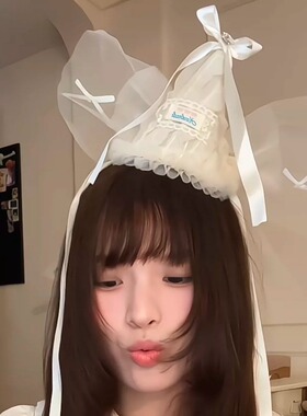 网纱生日帽头饰创意高颜值甜美礼帽发夹生日派对氛围感拍照装饰