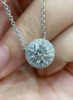 满钻圆包1克拉圆钻项链