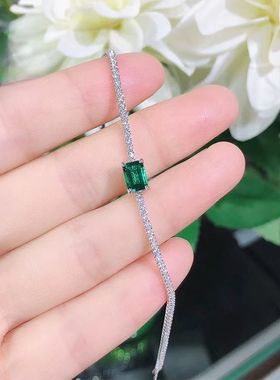 莫桑石祖母绿满钻手链