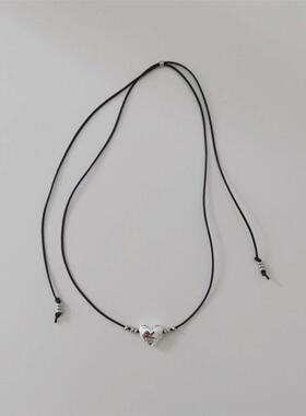 泰妍同款可调节长短仿牛皮绳多种带法midnight moment爱心项链