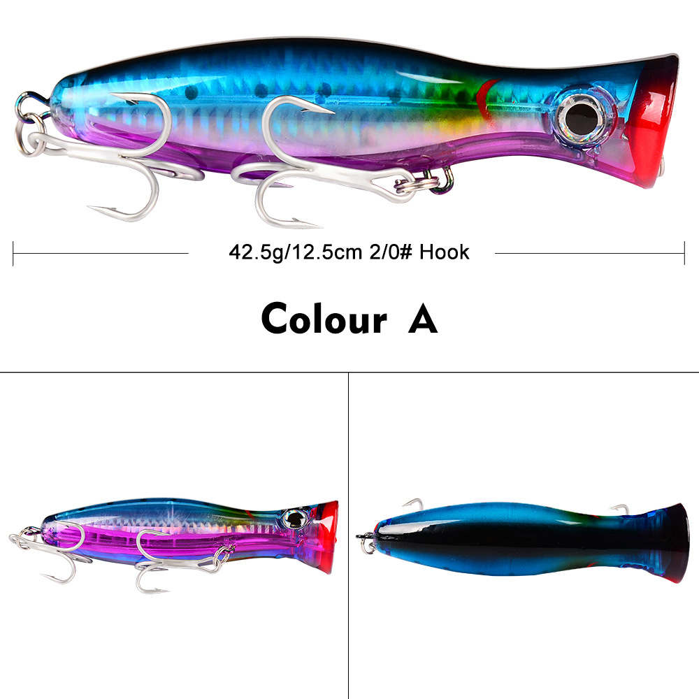 1 Pcs 13cm 43g Big Popper Fishing Lure Bait Pesca reble Hook - 图3